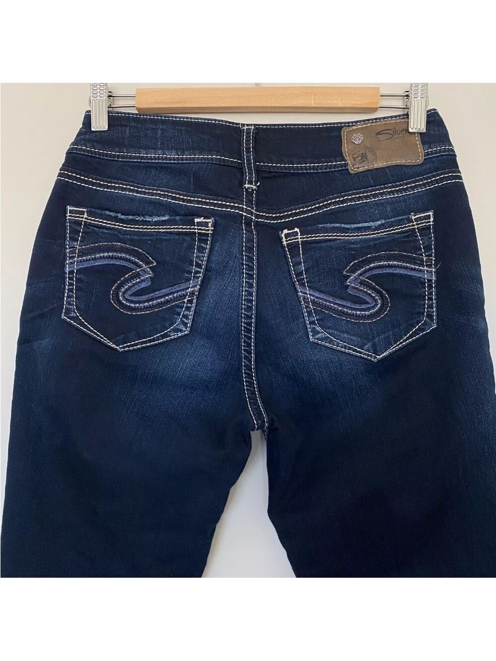 Silver Super Stretch Suki Mid Slim Boot Bootcut Jeans Women's Sz 29x31 Dark Wash